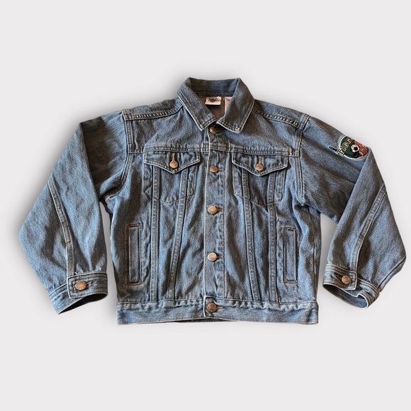 VTG Disney Tigger Athletics Light Wash Jean Jacket Embroidered Logo Youth Med - Picture 8 of 12